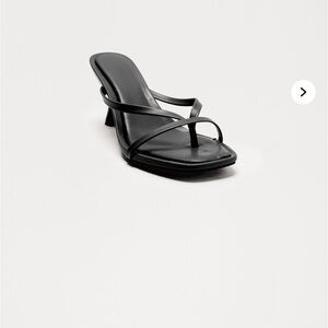 Fashion Nova Black Sandals Kitten Heel Thong